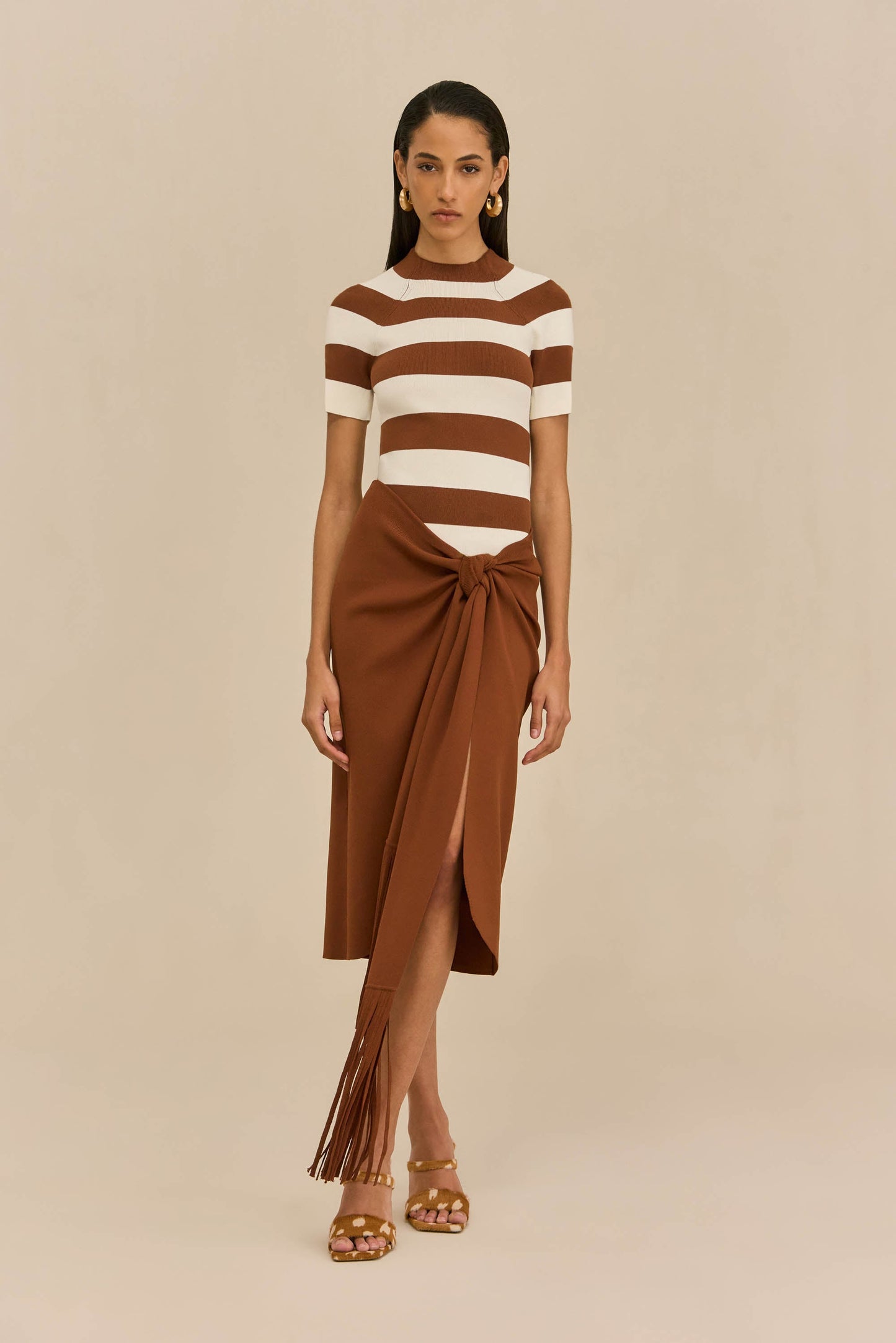 OLYA KNIT TOP - LARGE SADDLE STRIPE