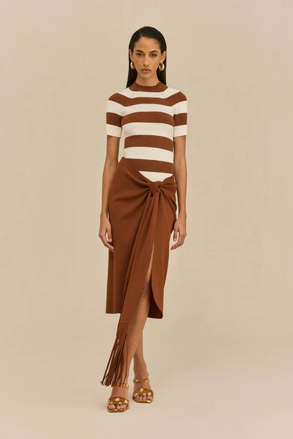 OLYA KNIT TOP - LARGE SADDLE STRIPE