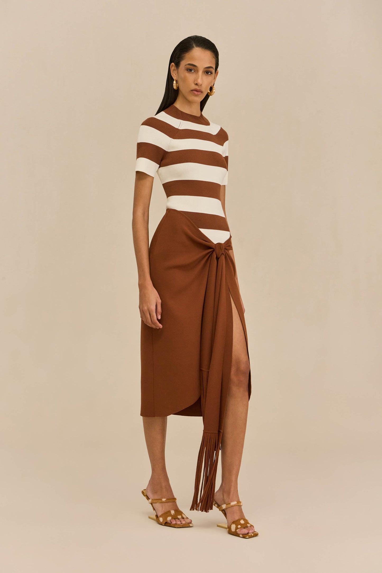 OLYA KNIT TOP - LARGE SADDLE STRIPE