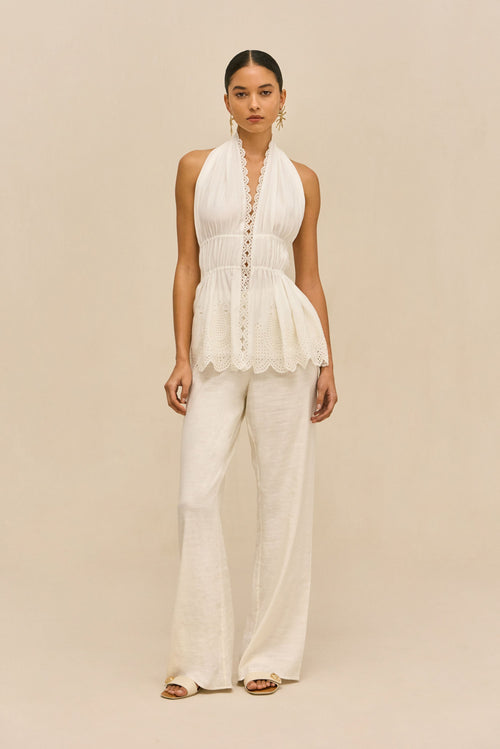 SARA PANT - OFF WHITE LINEN