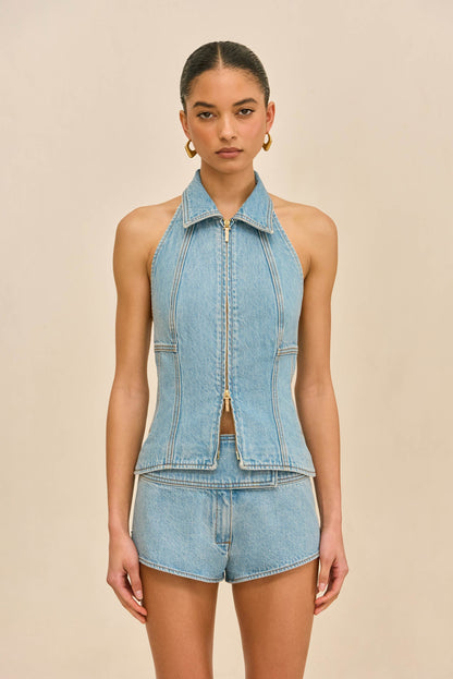JILL DENIM TOP - VINTAGE BLUE