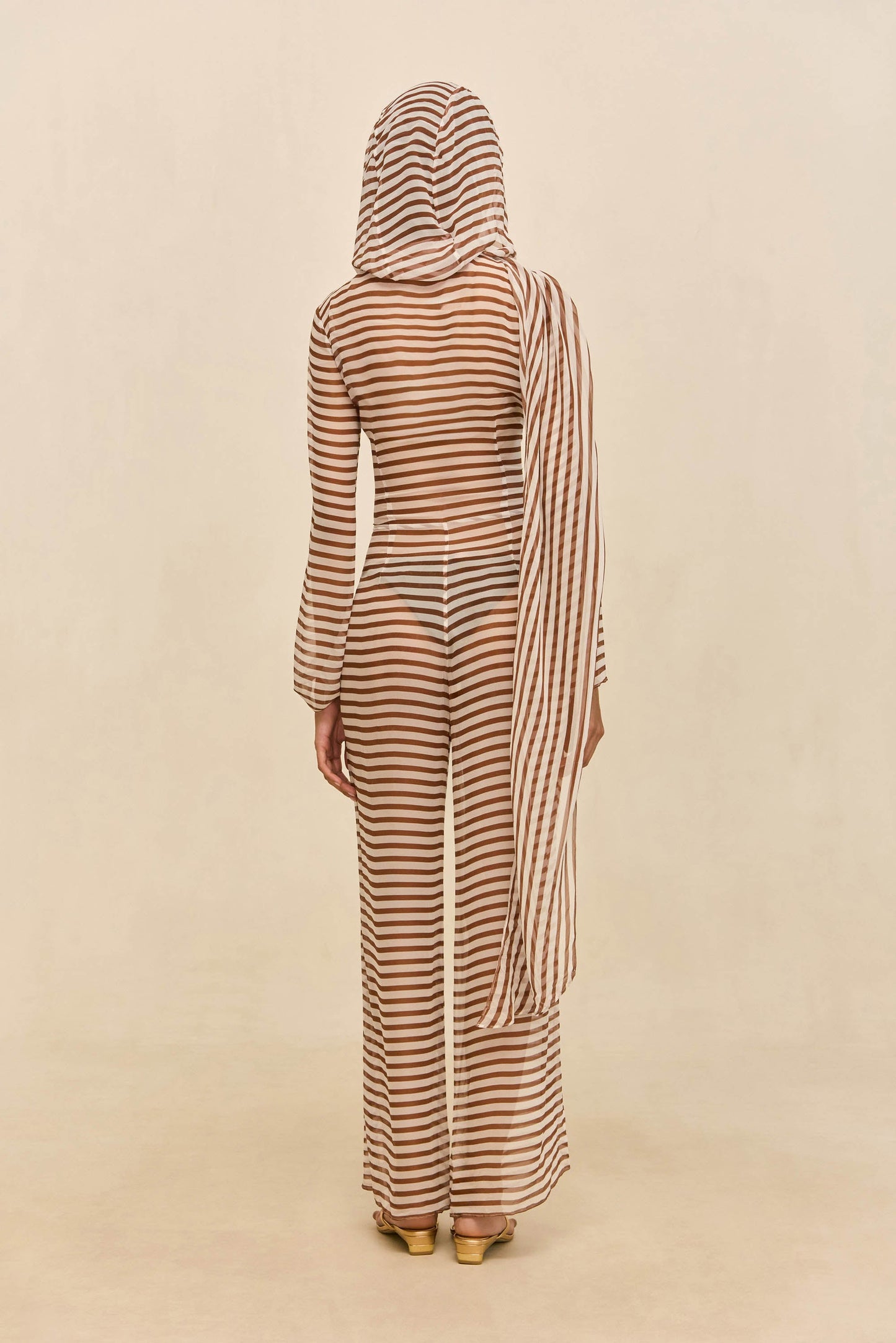 LAKELYN COVERUP JUMPSUIT - SMALL SADDLE STRIPE