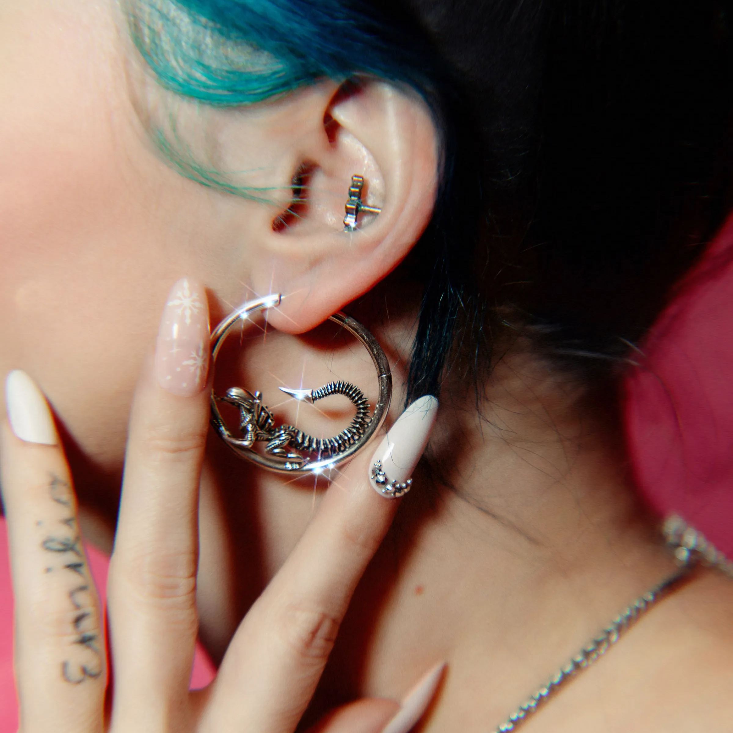 BIOMECHANICAL ALIEN HOOP EARRINGS